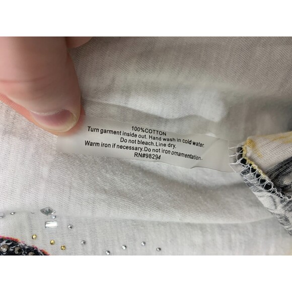 ONQUE PETITE PXL Beaded Butterfly Geometric Designs Short Sleeve Blouse Top - Picture 4 of 10